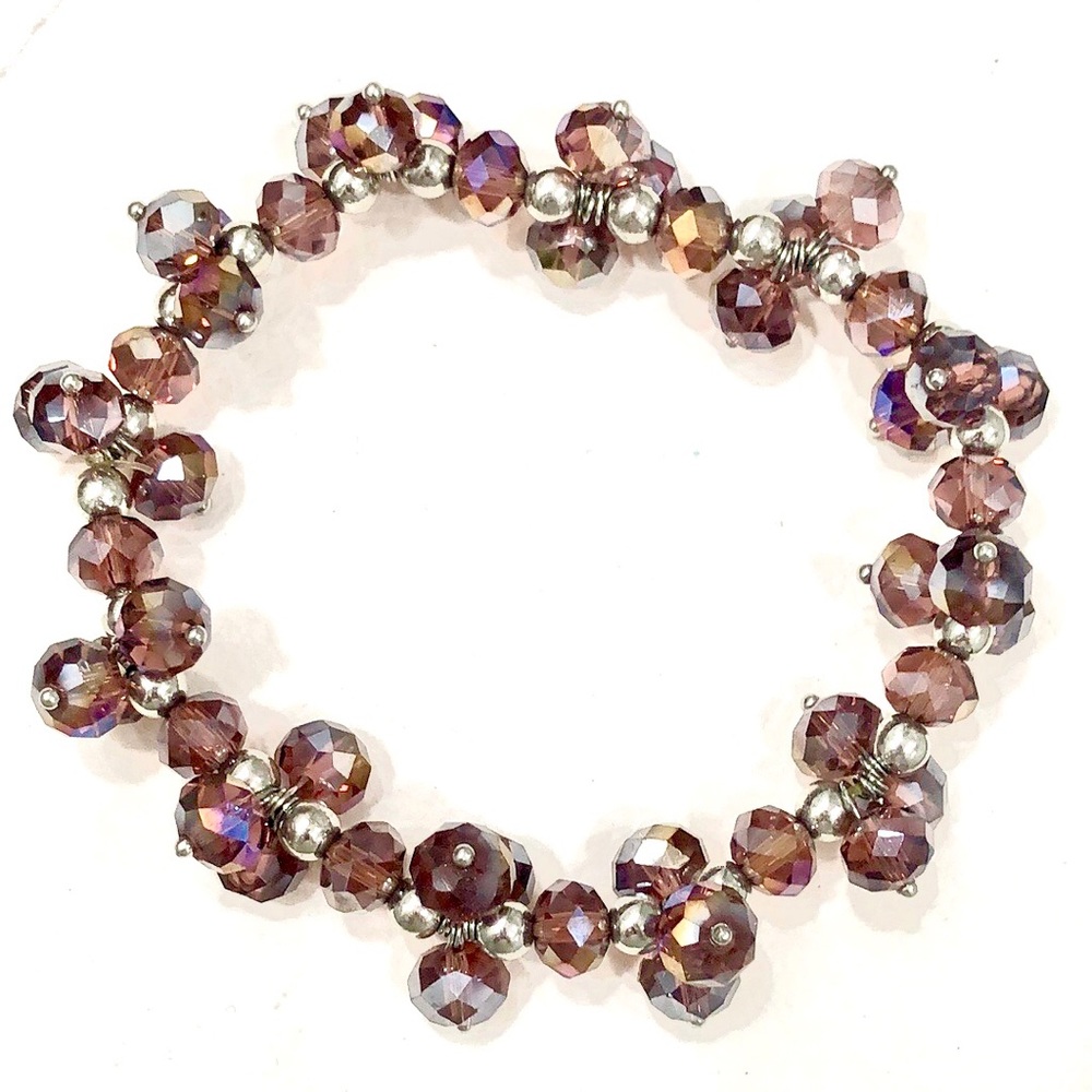 Purple and wine colored multifaceted beaded bracelet